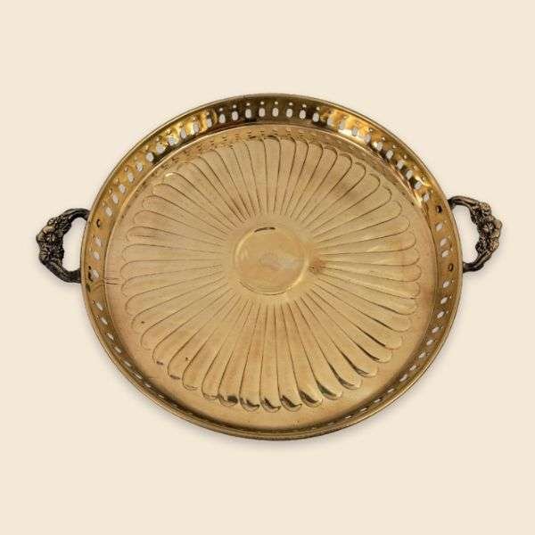 Brass Round Tray with Handle
