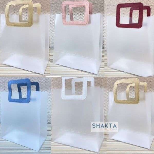Transparent Square Shape Handle Gift Bags